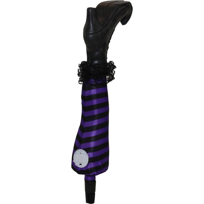Haunted Hill Farm Set of Three 19-In. Light-Up Witch Leg Stakes, Outdoor Halloween Lawn and Garden Decoration, LED, Battery