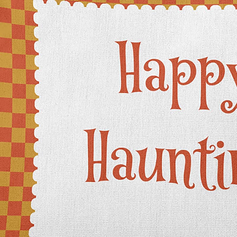 Halloween Happy Haunting Checks Accent Pillow