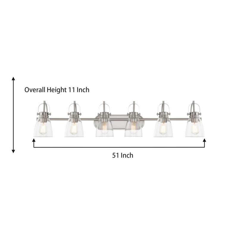 Acroma 6-light Modern Industrial Nickel Bathroom Vanity Lights - 51''