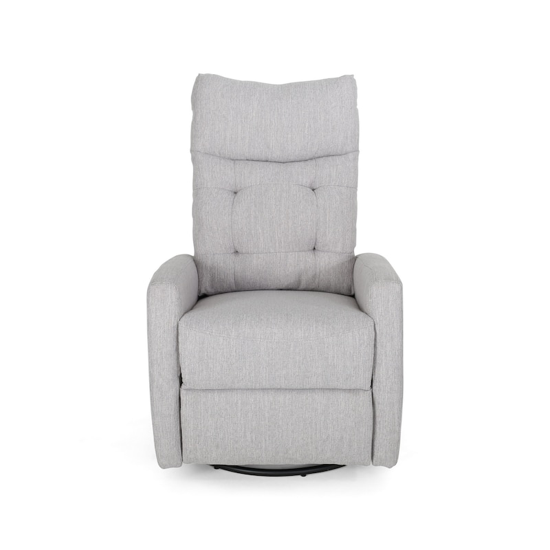Manual Glider Swivel Recliner Chair, Tufted Split Design, Light Gray