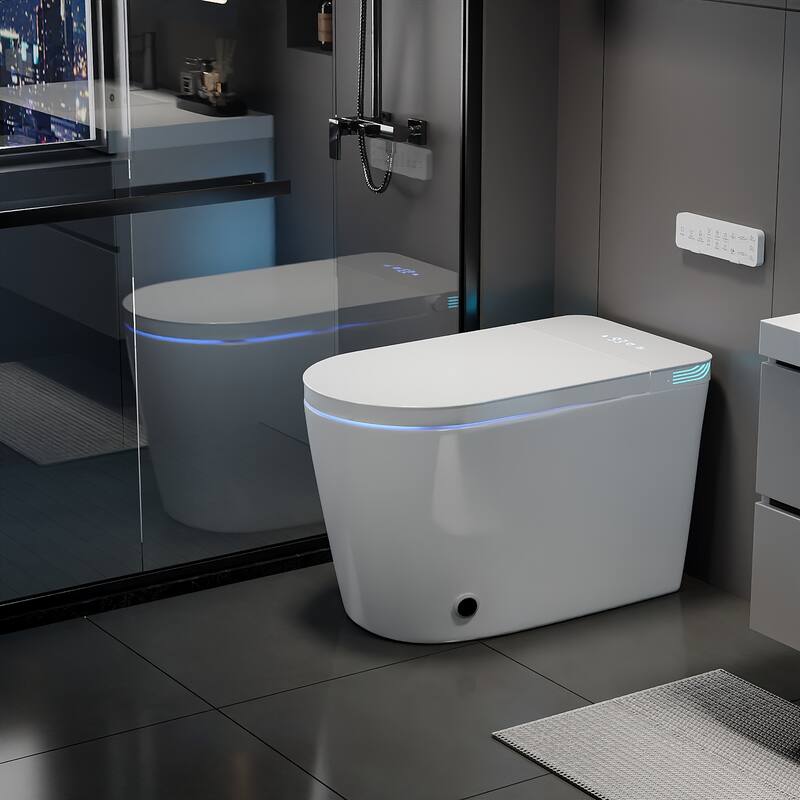 Smart Toilet with Auto Open Lid, Heated Seat & Bidet, One Piece Intelligent Toilet with Remote Control