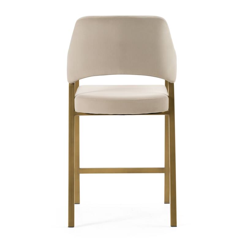 Modrest George Modern Beige Fabric & Antique Brass Counter Chair