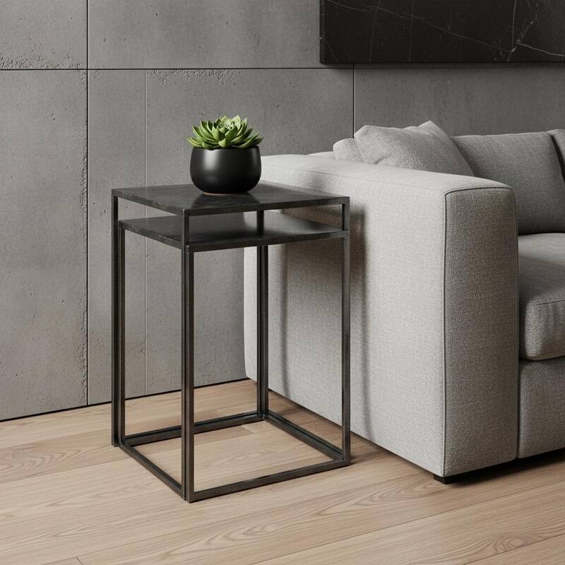 HomeRoots Set of Two Black Iron Nested Tables - 12.60 in. x 24.41 in. x 17.72 in. - Black - Iron