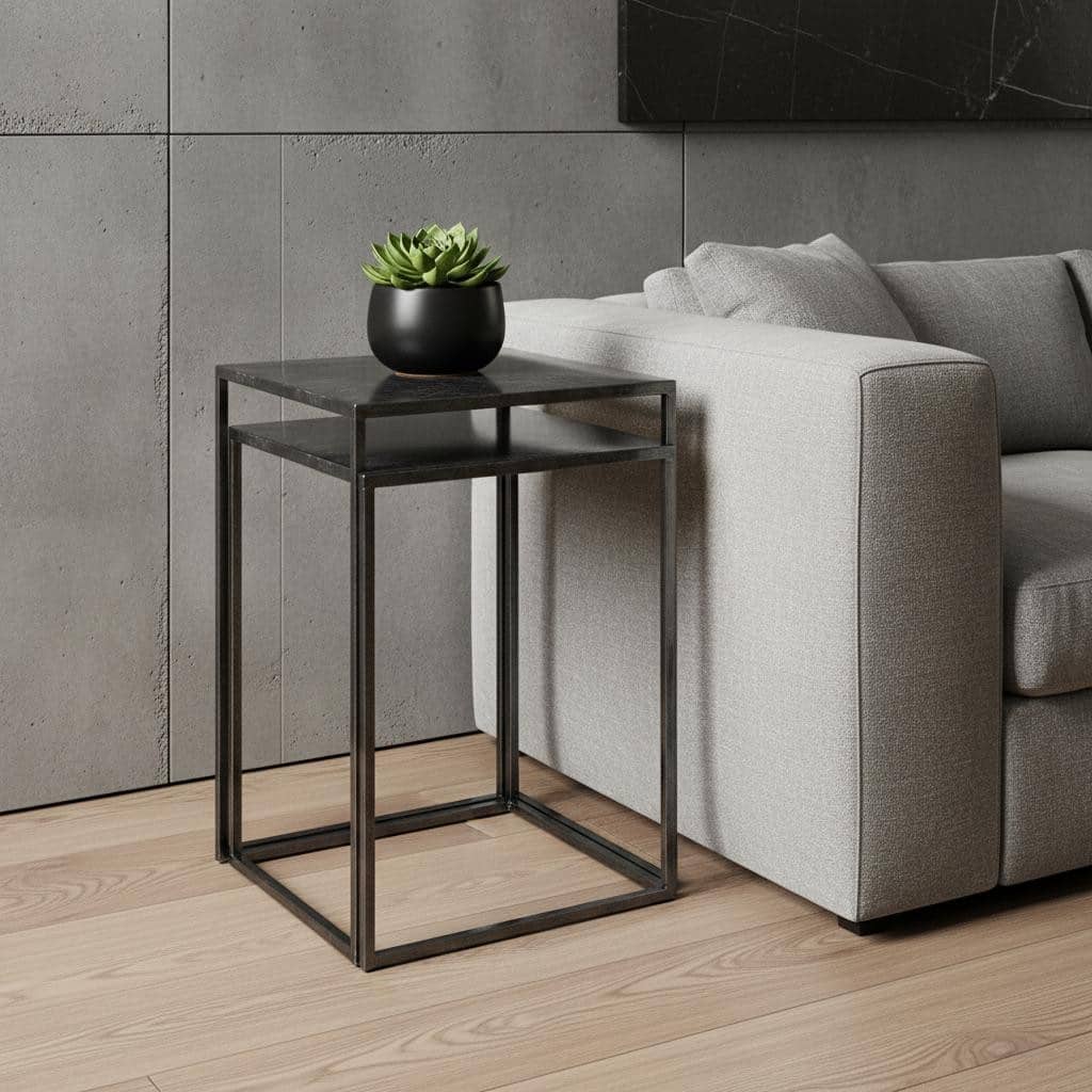 HomeRoots Set of Two Black Iron Nested Tables - 12.60 in. x 24.41 in. x 17.72 in.