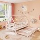 preview thumbnail 17 of 19, Twin House Bed with Trundle and Fence Rail Perfect for Sleepovers