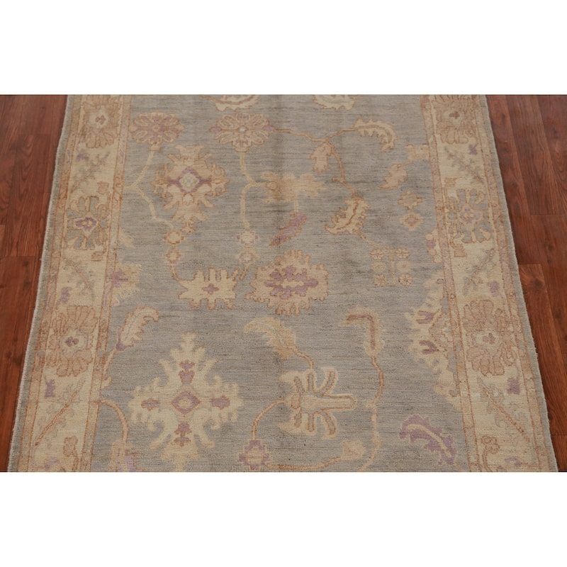 Hand Knotted Oriental 100% Wool Carpet Transitional All-Over Greys & Charcoal Oushak Area Rug - 6' 1'' X 3' 10''