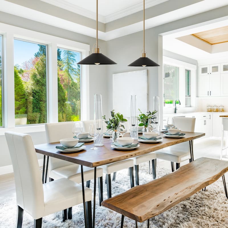 Modern Farmhouse 1-Light Black Gold Pendant Light Kitchen Island Lights - D 14'' x H 8''