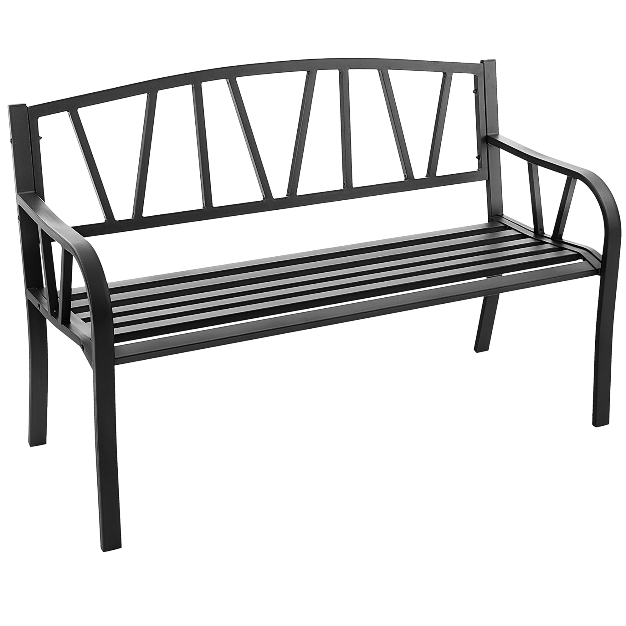 Costway Outdoor Patio Garden Bench Metal Frame with Ergonomic Armrest - See Details