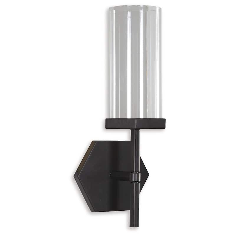 Signature Design by Ashley Teelston Black/Clear Wall Sconce - 6.89"W x 6.77"D x 17.72"H