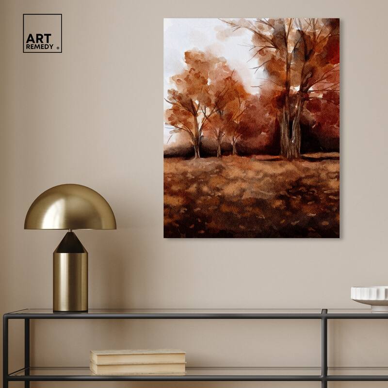 Art Remedy November Landscape Gallery Wrapped Landscape 1 Piece Canvas Wall Art Watercolor Style
