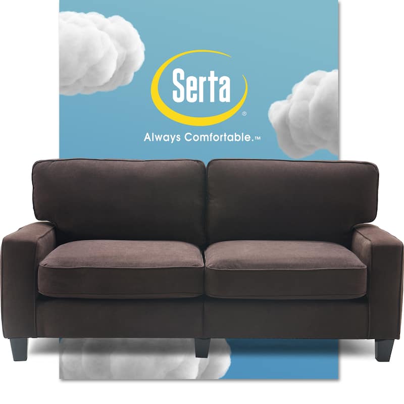 Serta Palisades Upholstered 73" Sofas for Living Room Modern Design Couch, Straight Arms, Soft Upholstery, Tool-Free Assembly - Dark brown