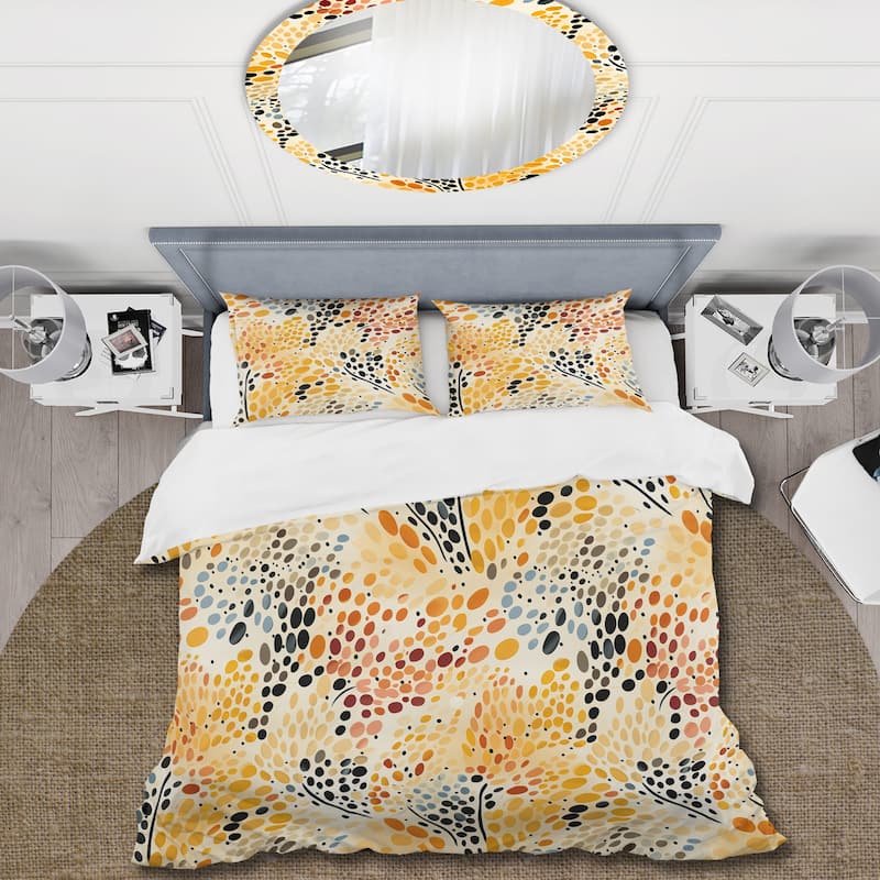 Designart "Watercolor Pattern Dot" Orange Modern - Bedding Cover Set With Shams