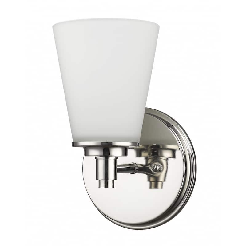 Wall Sconce with Frosted Glass Shade for Bedroom and Living Room - 6.50” x 6.25” x 10” - Silver