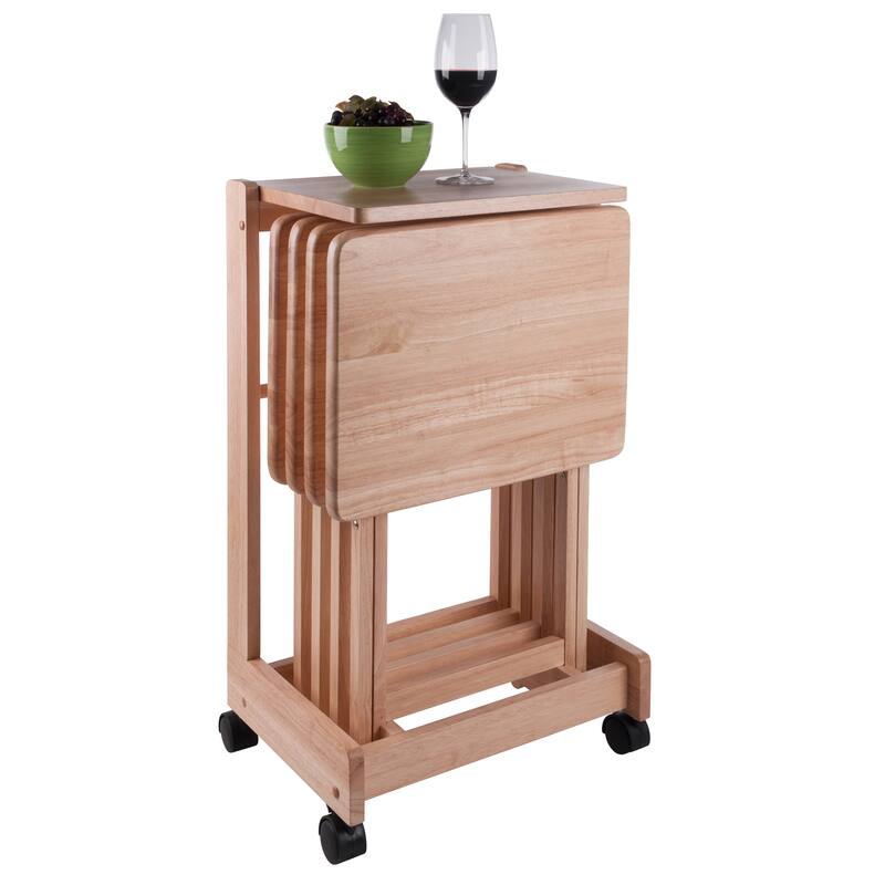 Brienda 5-Pc Snack Table Set, Flip Top - 19.13 x 14.17 x 32.2 inches