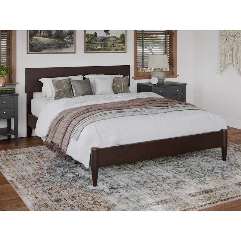 Modern Low Profile Platform Bed - Solid Wood Bed Frame - Espresso Finish - Full Size Bed