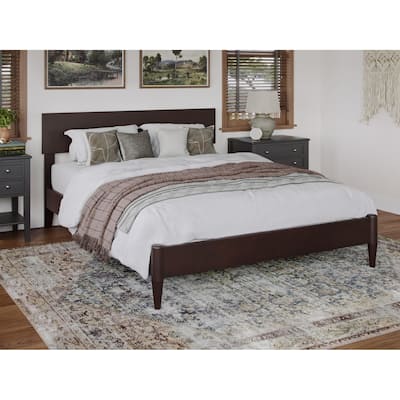 Modern Low Profile Platform Bed - Solid Wood Bed Frame - Espresso Finish - Full Size Bed