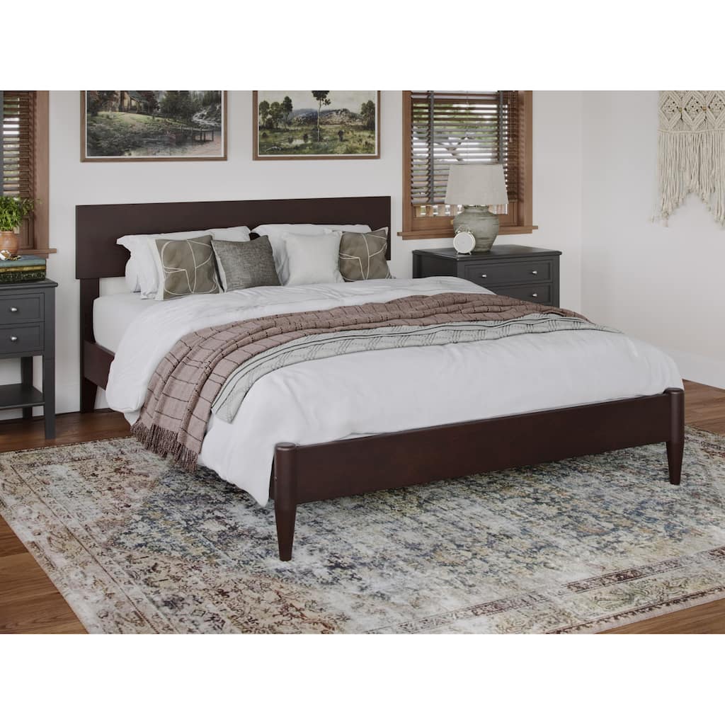 Modern Low Profile Platform Bed - Solid Wood Bed Frame - Espresso Finish - Full Size Bed