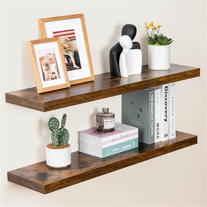 Floating Shelves - 9"D x 36"W x 1.5"H - Rustic Brown