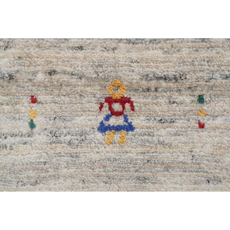 Hand Knotted Oriental Viscose Silk Carpet Tribal Animal Pictorial Multi-Colored Gabbeh Area Rug - 11' 11'' X 9' 0''