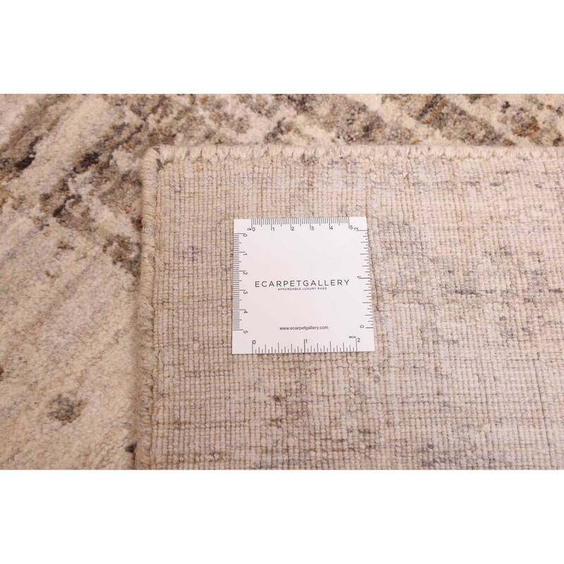 ECARPETGALLERY Hand Loomed Elysian Beige, Taupe Wool Rug - 8'0 x 9'11