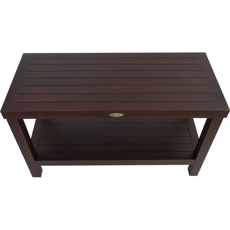 Compact Rectangular Teak Shower / Outdoor with Shelf in Brown Finish
