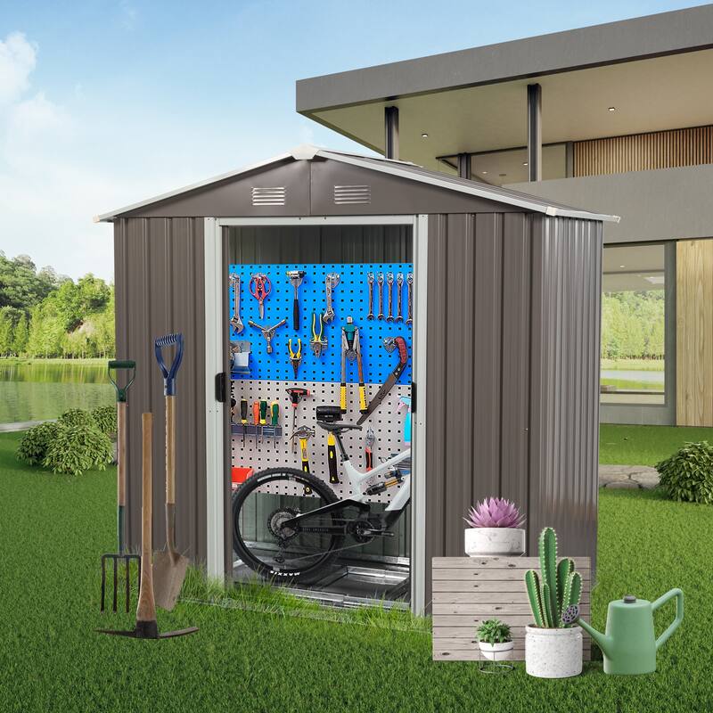 Waterproof Garden Shed Tool Shed Pet Shed Rust-resistant Metal Storage Shed with Lockable Sliding Door