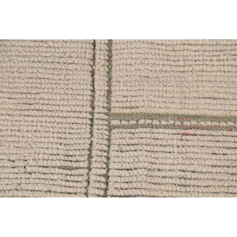 Modern Moroccan Large Area Rug Handmade Beige Wool Carpet - 9'11"x 15'9"