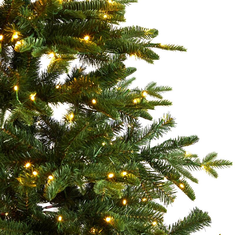 7ft. Spruce Artificial Christmas Tree with 650 Warm White LED Lights & 1575 Branches - Bright Seasonal Holiday X-Mas Glow