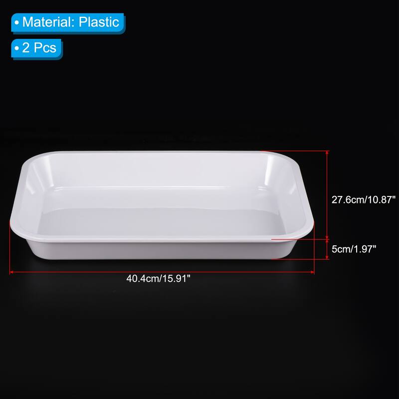 Fast Food Tray, 2 Pack Plastic Serving Tray Reusable Rectangle Tray - White