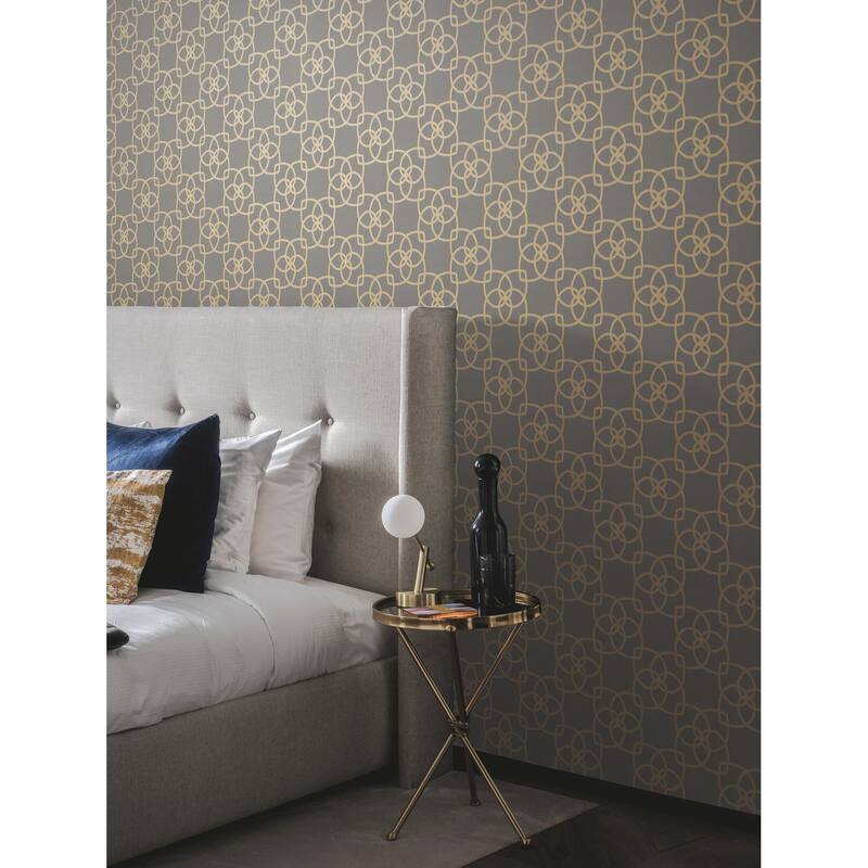 Antonina Vella Serendipity Grey & Gold Metallic Wallpaper Bed Bath