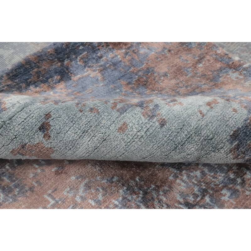 Hand Knotted Oriental Viscose Silk Carpet Modern Abstract Multi-Colored Abstract Area Rug - 10' 0'' X 6' 6''
