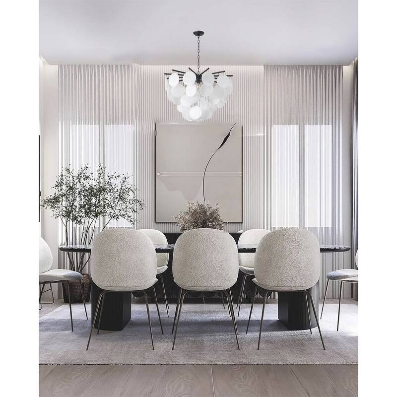 Transitional 7-Light White Petal Glass Chandelier