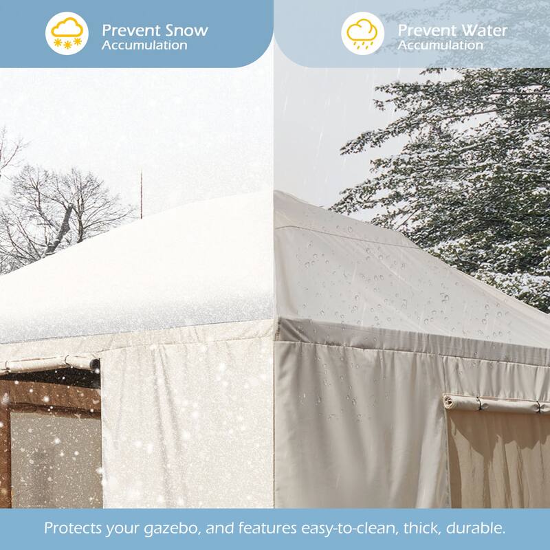 EROMMY Winter Gazebo Cover, Outdoor Cover for Hardtop Gazebos, Enclosed Cover with Sidewalls and Mesh Windows