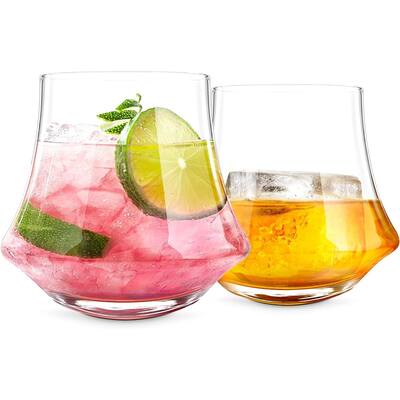 Final Touch Revolve Spinning Double Old Fashioned Glass Set of 2 - 10 oz