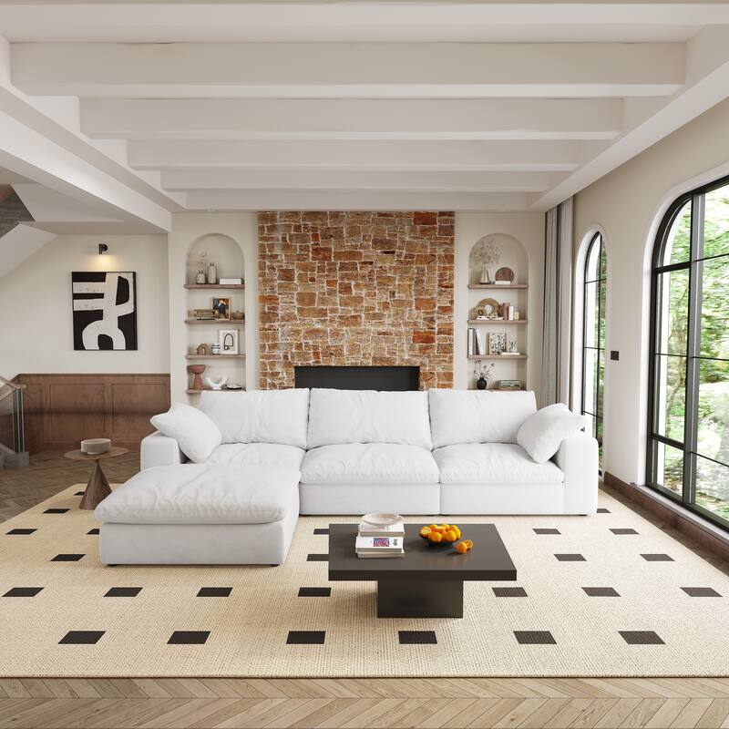 sofa Ottoman Comfortable choice, multiple functions, classic design, and cozy corners - White - Small