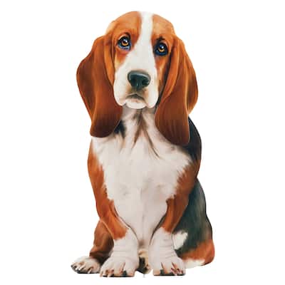 Realistic Basset Hound Outdoor Garden Stake - 12 x 28.25 x 0.25