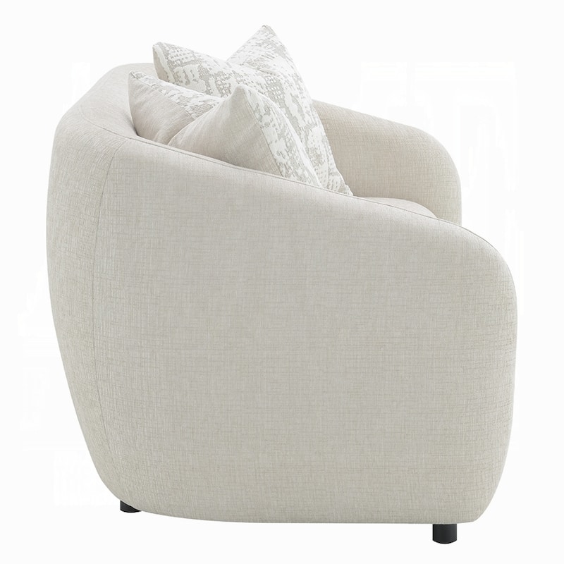 Tiena Loveseat, 2 Accent Throw Pillows, Modern Beige Linen, 67 Inch