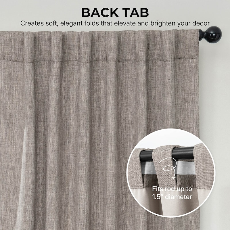 Exclusive Fabrics Textured Faux Linen Room Darkening Curtains for Bedroom & Living Room Curtains (1 Panel)