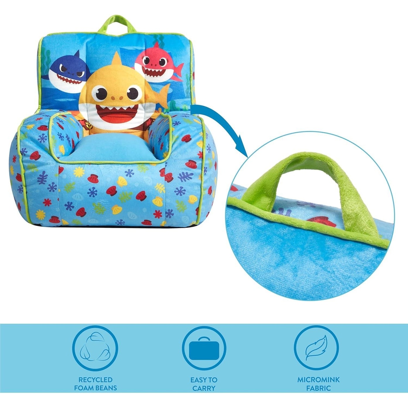 Baby Shark Brand Kids Upholstered Bean Bag Chair buybuy BABY