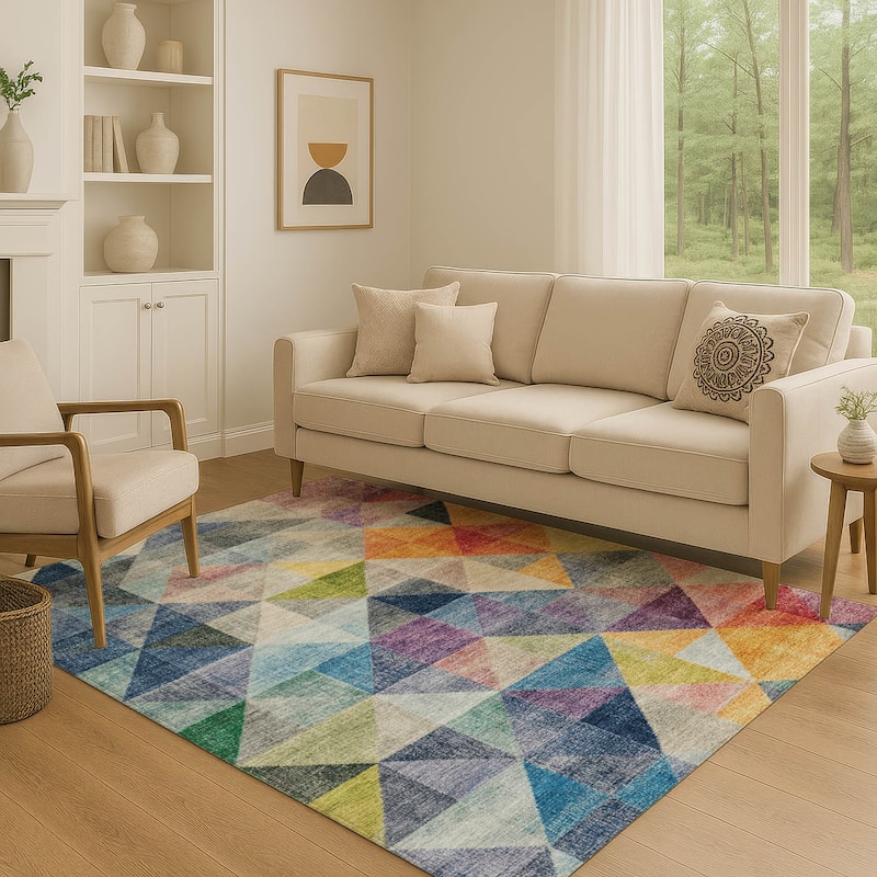 Premium Washable Super Soft Contemporary Mosaic Mayfield Rug - Putty - 10' x 14'