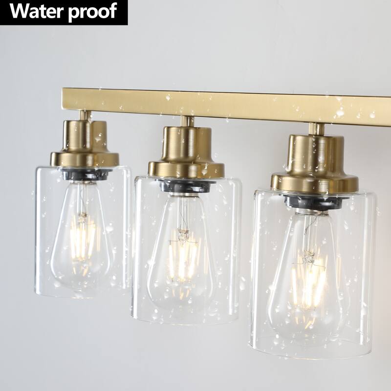 51" 8-Light Vanity Light with Clear Glass Shades, Modern Iron Metal Bathroom Wall Fixture for Mirror(No Bulbs) - Coppery