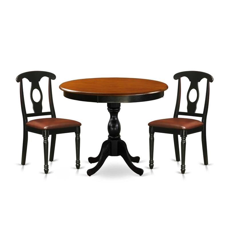 3-Piece Black and Cherry Finish Solid Wood Top - Dining Room Set - Seats-4