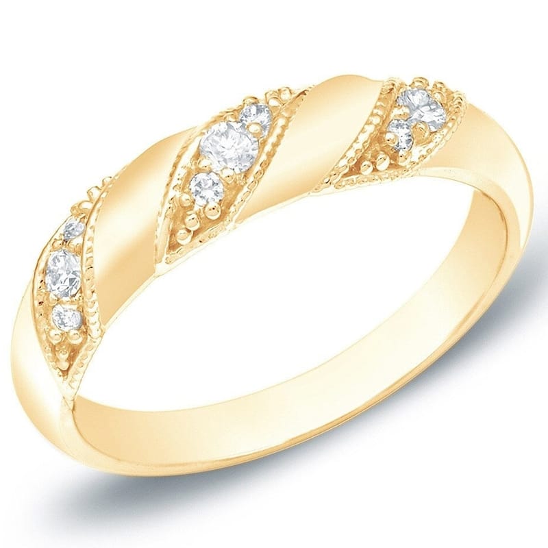 Auriya 14k Gold 1/5ctw Vintage Diamond Wedding Anniversary Band - Yellow - 4