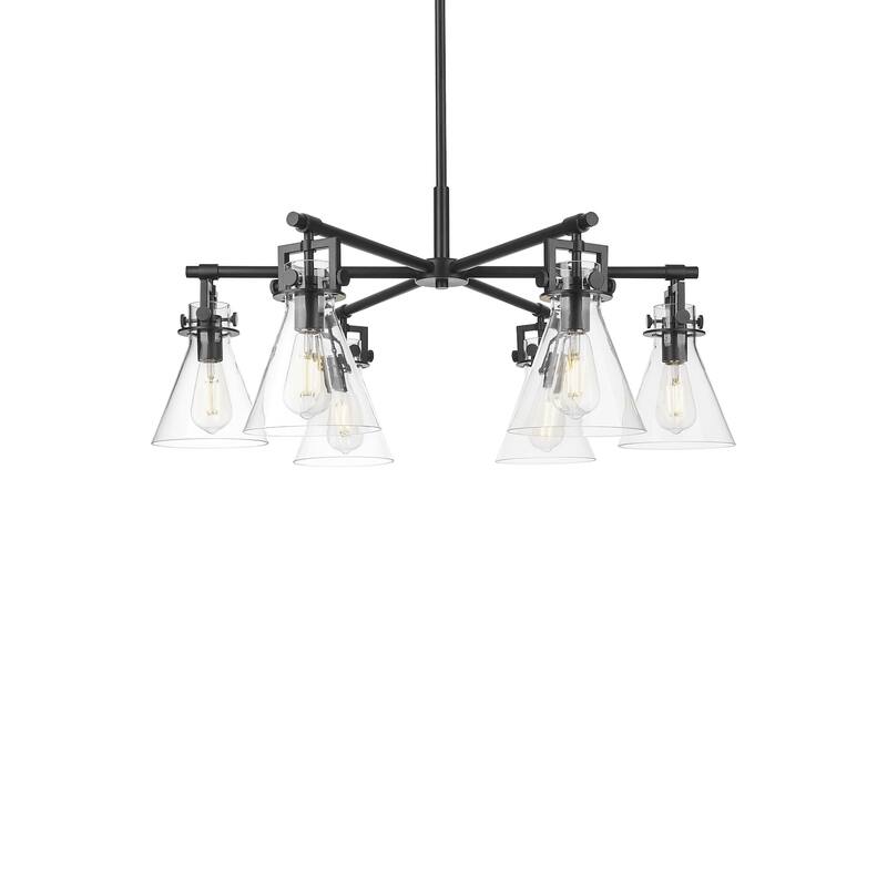 Innovations Lighting 411-6CR-16-26 Newton Cone Chandelier Newton Cone - Matte Black / Clear