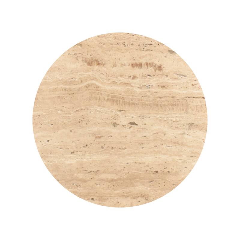 Pinon Modern Marble & Wood Round Drink Table, 10"W x 10"D x 22"H, by Sevita