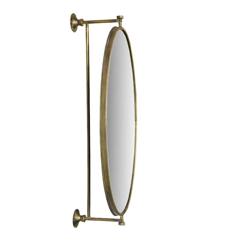 27" Metal Pivoting Oval Wall Mirror - Antique Gold