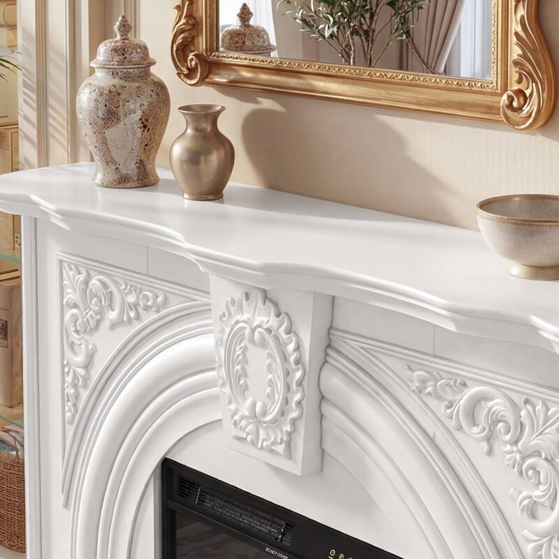 Freestanding Electric Fireplace with Mantel, 24" Electric Fireplace Insert, Adjustable Flame Colors, Remote Control & Thermostat