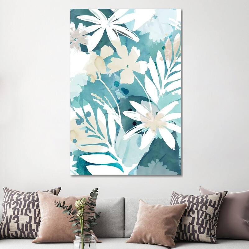 iCanvas "Soft Blue Floral I" by Flora Kouta Canvas Print - 60x40x1.5