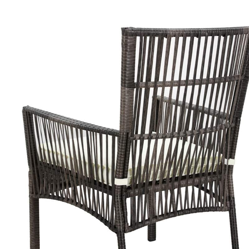PATIO FESTIVAL Outdoor Wicker Dining Chair with Seat Cushion (2-Pack)