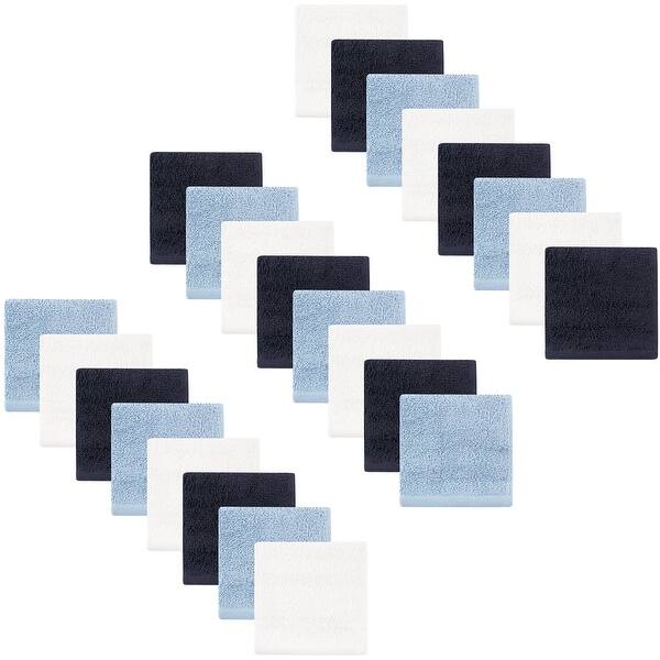 slide 1 of 1, Hudson Baby Infant Boy Cotton Bundle Washcloths, Basic Blue 24-Pack, 12X12 In - Basic Blue 24-Pack - 12x12 inches